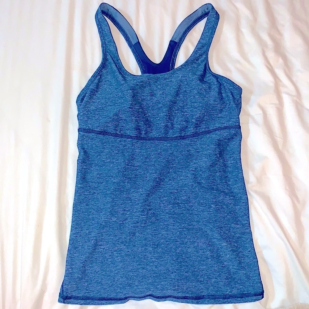Lululemon Athletica Crossback Tank II in Heathered Poseidon / Poseidon Sz 6